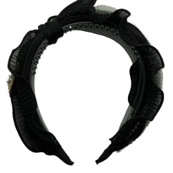 retro black bow headband