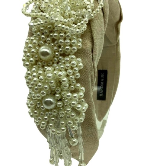 retro fashion pearl fringe fabric headband retro fashion pearl fringe fabric headband