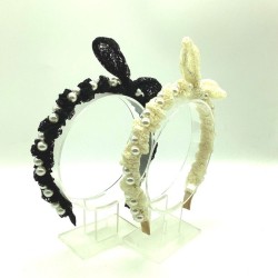 New Fashion Pearl Lace Rabbit Ears Headband