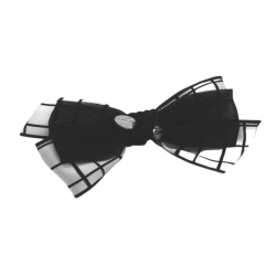Black And White Plaid Black Bow Hairpin