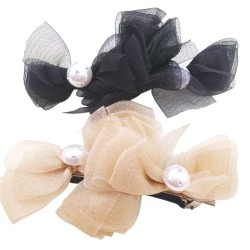 Retro Pearl Couple bow clip-on hairpin