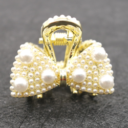 Bow Knot Pearl Chopped small Hair Scratch Clip