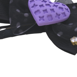 Black polka dot bow purple love hairpin
