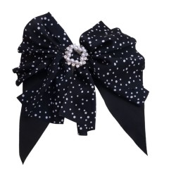 big polka dot black bow hairpin